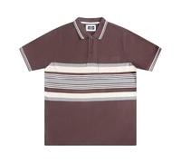UrbanFit Mens Polo Premium Short Sleeve Heavy Engineering Stripes with Tipping Collar, M-3XL, 23949596 (UK, Alpha, L, Regular, Regular, Chocolate Brown, Beige, Charcoal & Light Grey)