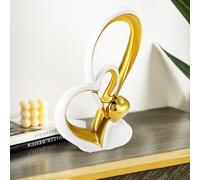 UrbanHomes Ceramic Heart Gesture Figurine, Modern Double Heart Ornament Sculpture, Romantic Love Decor for Wedding Home Desktop Room