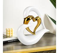 UrbanHomes Ceramic Heart Gesture Figurine, Modern Ornament Sculpture, Romantic Love Decor for Wedding Home Desktop Room
