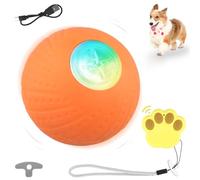 UrbanHomes Interactive Dog Toys, Automatic Ball for Dogs, Smart Remote Control Spinning Dog Ball, Vibrating Moving Dog Ball Gift for Small to Medium Dogs, Orange