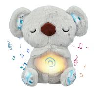 UrbanHomes Relief Koala, Breathing Koala Anxiety Bear with Calming Music, Lights, Sleeping Otter Plush, Soothing Koala Sleep Buddy for Adults & Kids, Stress Relief Stuffed Animal with Rhythmic