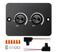 UrbanHui 12V LED Dimmer Switch Double Channel 2 Gang With USB Fast Charge And Memory For Adjustable Automotive Lighting ON Off Rotary Low Voltage Dimmer For Car Truck Boat Motorhome