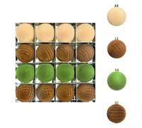 UrbanHui 16Pcs Shatterproof Plastic Christmas Ball Ornaments With Velvet Finish, Perfect For Enhancing Holiday Tree Decor With Resilient And Stylish Accents(ZR616-63)