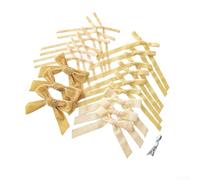 UrbanHui 18pcs Christmas Tree Mini Velvet Bow Ornaments Set Handmade Decorative Ribbons for Holiday Home Decor(Beige)