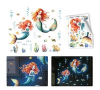 UrbanHui 2pcs Glow in The Dark Mermaid Wall Decals Luminous Sticker Ceiling Decor Glowing Under The Sea Ocean-Fish Wall Stickers for Bedroom Baby Nursery Wall Decor 30x40cm