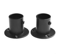 UrbanHui 2pcs Stainless Steel Wardrobe Bracket Flange Rail Support for Rod Pole Socket End Support Black Bathroom Bedroom Kitchen Clothes Towel Bar(25mm)