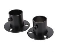 UrbanHui 2pcs Stainless Steel Wardrobe Bracket Flange Rail Support for Rod Pole Socket End Support Black Bathroom Bedroom Kitchen Clothes Towel Bar(22mm)