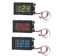 UrbanHui 3-Piece Digital DC Voltmeter with Automatic Decimal Point, 0.56in LED Display, Compatible with DC 4.5V-30V Systems for Vehicle and Battery Voltage Monitoring - Red Green Blue
