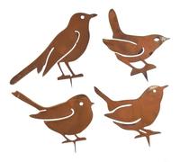 UrbanHui 4pcs Metal Bird Silhouette Garden Stake Set Rustic Outdoor Decorative Ornament Figures for Lawn Yard Pond Decor