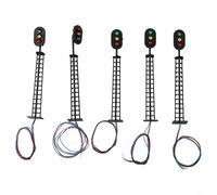 UrbanHui 5X Signal Lamp HO Scale Model Train Railroad Signals 2/3 Pedestrian Lamp LED Lights Steel Pipe Traffic Lights for Train Layout 3V/12V(Three Lights)