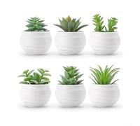 UrbanHui 6Pcs Artificial Succulent Plants Set-Small Fake Plants in Pots for Home Office Decor Bathroom Kitchen Bedroom Decor