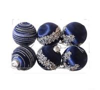 UrbanHui 6Pcs Christmas Tree Ornaments, Silk Thread Sequin Balls, Foam Baubles Glitter Pendant Holiday Decorations for Indoor Outdoor Use(H)