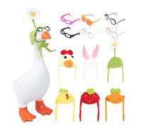 UrbanHui 6pcs Mini Goose Costume Set-Knitting Hats with Sunglasses Outfits for 7 Inch Desk Goose Decorative Accessories for Magnetic Goose Statue