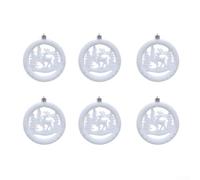 UrbanHui 6Pcs Velvet Reindeer Ornaments Set for Christmas Tree Decorations For Christmas Tree And Holiday Displays (White)