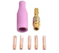 UrbanHui 7PCS MIG/MAG Torch Accessory Kit Gas Nozzle Tip Holder 0.8/1.0mm Contact Tips for 15AK AK15 MB15 Welding Torch Copper Brass Earthenware(0.8mm)