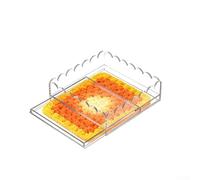 UrbanHui 9"x9" Acrylic Scalloped Tray with Insert Drawer, Large Clear Customizable Tray for Photos, Art, Fabric, Needlepoint, Napkins, or Display Messages