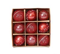UrbanHui 9Pcs Christmas Balls Ornaments 8CM Xmas Tree Hanging Decorations Festive Holiday Baubles for Indoor Outdoor Home Office Party Decor(Red)