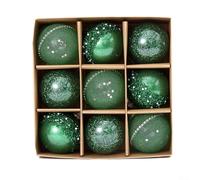 UrbanHui 9Pcs Christmas Balls Ornaments 8CM Xmas Tree Hanging Decorations Festive Holiday Baubles for Indoor Outdoor Home Office Party Decor(Green)