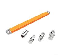UrbanHui Adjustable Ratchet Wrench Set 3/8 Drive Metric Double Ended Flexible Extension for Hard to Reach Bolts(Orange Long)