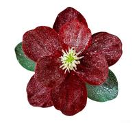 UrbanHui Artificial Lotus Christmas Tree Decoration Festive Flower Ornament Holiday Decoration Realistic Imitation Fabric Cloth Magnolia Bloom(Red)