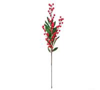 UrbanHui Artificial Red Berries Christmas Greenery Stems Faux Burgundy Red Holly Berry with Green Leaves for Home Office Decoration Living Room Bedroom 60cm