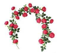 UrbanHui Artificial Rose Vine 1.9m Long With Simulated Flowers, Perfect For Adding Elegance To For Home, Mall, Or Holiday Decor Spaces(Rose red)