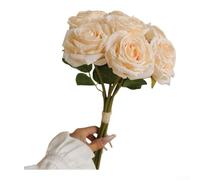 UrbanHui Artificial Silk Cloth Rose Bouquet For Wedding Decorations And For Home Display, Realistic Texture With Bendable Wire Stems For Personalized Floral Arrangement(White)