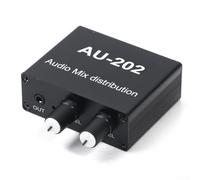 UrbanHui Audio Mixer | Dual Channel Input, 2 Output Headphone Mixer with Separate Volume Control | DC 5V to 19V Powered for Personal Listening, AMP