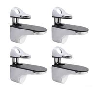 UrbanHui Brushed Nickel Adjustable Shelf Brackets 4 Pack Glass Wooden Shelf Clips Zinc Alloy Wall Mount For 3-22MM Thick Shelves