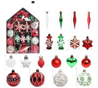 UrbanHui Christmas Ball Ornament Set 73 Pieces Hand Painted House Motifs Festive Decoration Assorted Colours Plastic Various Sizes For Holiday Tree Mantel Home Display(C)