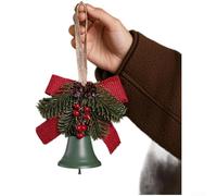 UrbanHui Christmas Tree Pendant Ornament Featuring Bell Sound, Pinecone, And Burlap Bow For A Cozy Seasonal Decoration(Green)
