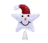 UrbanHui Christmas Tree-Topper Star LED Snowman Design Iron Made Holiday Decoration 30x25cm Indoor Display Lighting Home Decor(B)