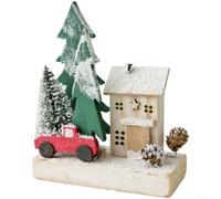 UrbanHui Christmas Village House Wooden Ornament Ski Chalet Lodge For Tabletop Seasonal Display With Rustic And Minimalist Style(D/215g)
