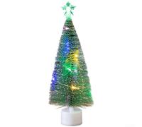 UrbanHui Compact Simulated Festive Tree With White Pine Needle Look And Multicolor LED Night Light Battery Operated For Small Space Decoration(A)
