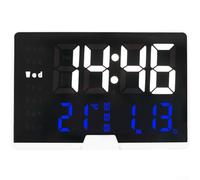 UrbanHui Contemporary LED Alarm Clock With Large Digit Display For Time Date Weekday And Temperature Readings And Touch-Based Brightness Management