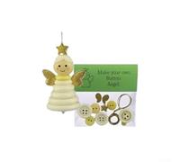 UrbanHui DIY Button Christmas Ornament Set For Holiday Crafting With Santa Claus Snowmen Angels Trees And Complete Materials And Instructions For Family Activities(The Angels)