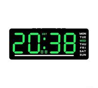 UrbanHui Electronic Alarm Clock Digital Wall Clock with Large LED Screen Temperature Display Power-Off Memory USB Interface for Home Office School(Is green)