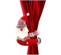 UrbanHui Festive Holiday Curtain Tieback Featuring Santa Claus Snowman Reindeer Motifs In Handmade Fabric For Seasonal Home Decoration On(Elderly Person)