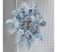 UrbanHui Floral Arrangement Made With Artificial Flowers And Foliage, Perfect For For Weddings And Other Celebrations To Enhance Venue Aesthetics With A Charming And Nature Design(Blue)