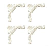UrbanHui Four-Piece Corner Molding Set Featuring For French-Inspired Fleur De Lis Carving For Wall And Ceiling Border Decoration In Home Interiors(10cm)