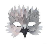 UrbanHui Half Face Feather Mask Featuring Bird Beak Design For Costume Events And Masquerade Balls, Crafted From Lightweight Felt With Adjustable Fit(Silver)