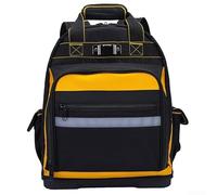 UrbanHui Heavy Duty Tool Backpack with Hard Base - Oxford Storage Bag for Electricians - Multi-Pocket Organisation Rucksack 41x33x17.5cm