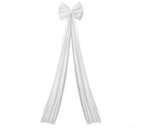UrbanHui Large Christmas Velvet Bow Tree -Topper, 15.74"x78.74" Red Plush Ribbon for Christmas Tree, Front Door, Garden, Party Decoration(white)