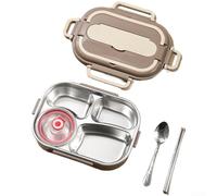 UrbanHui Leak Proof Stainless Steel Lunch Box With Insulated Compartments Designed For Food Temperature Maintenance And Microwave Safe Convenience(I)