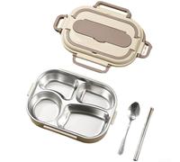 UrbanHui Leak Proof Stainless Steel Lunch Box With Insulated Compartments Designed For Food Temperature Maintenance And Microwave Safe Convenience(A)