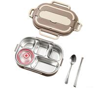 UrbanHui Leak Proof Stainless Steel Lunch Box With Insulated Compartments Designed For Food Temperature Maintenance And Microwave Safe Convenience(J)