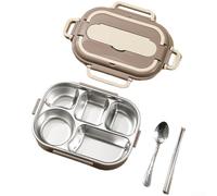 UrbanHui Leak Proof Stainless Steel Lunch Box With Insulated Compartments Designed For Food Temperature Maintenance And Microwave Safe Convenience(H)