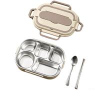 UrbanHui Leak Proof Stainless Steel Lunch Box With Insulated Compartments Designed For Food Temperature Maintenance And Microwave Safe Convenience(B)