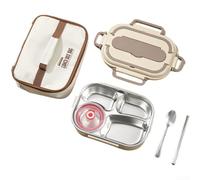 UrbanHui Leak Proof Stainless Steel Lunch Box With Insulated Compartments Designed For Food Temperature Maintenance And Microwave Safe Convenience(E)