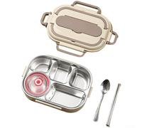 UrbanHui Leak Proof Stainless Steel Lunch Box With Insulated Compartments Designed For Food Temperature Maintenance And Microwave Safe Convenience(D)